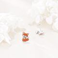 wholesale 925 Sterling Silver Orange Fox Stud Earrings - Adorable Cartoon Style Animal Jewelry for Girls and Women-0-3
