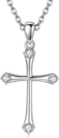 wholesale 925 Sterling Silver Cubic Zirconia Cross Pendant Necklaces for Women and Girls s 45cm Chain Length-Cross Necklaces for Women