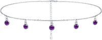 wholesale 925 Sterling Silver Purple Amethyst Round Beads Pendant Adjustable Length Choker Necklaces for Women -Amethyst Choker