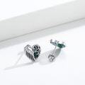 wholesale 925 Sterling Silver Green Enamel Tree of Life Heart Stud Earrings for Women Hypoallergenic s-0-3