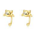 wholesale 14k Gold Cute Smiling Cat Face Stud Earrings For Women Girls-0-0