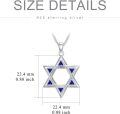 wholesale 925 Sterling Silver Star of David Blue Stone Pendant Necklace 24 Chain-0-3
