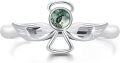 wholesale 925 Sterling Silver Angel Wing Ring with Moss Agate Adjustable Memory Jewelry for Women-0-0