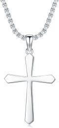 wholesale 925 Sterling Silver  Cross Pendant with Box Chain - Christmas/Birthday Gift for Him-0-0