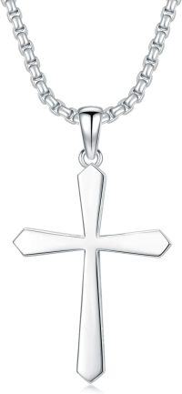 wholesale 925 Sterling Silver  Cross Pendant with Box Chain - Christmas/Birthday Gift for Him-A01
