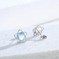 wholesale 925 Sterling Silver Heart-Shaped Moonstone Stud Earrings with Blue Glow - Unique s for Women and Girls-0-1