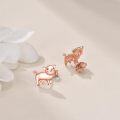wholesale 925 Sterling Silver Rose Gold Plated Pig Stud Earrings for Women and Girls-0-3