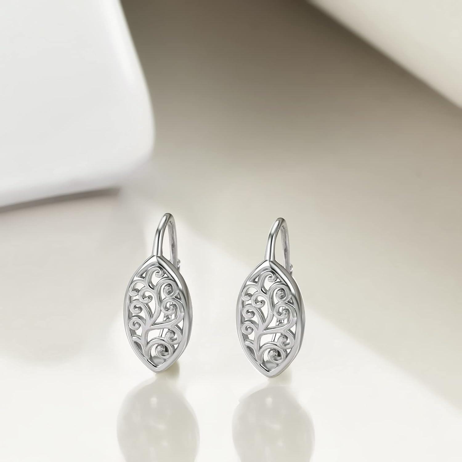 Sterling Silver wiinicaca Celtic Filigree Leverback Dangle Drop Earrings-0-4