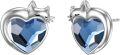 wholesale 925 Sterling Silver Blue Heart Cat Stud Earrings for Women - Adorable Animal s-0-0