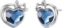 wholesale 925 Sterling Silver Blue Heart Cat Stud Earrings for Women - Adorable Animal s-Cat-1