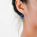 wholesale 925 Sterling Silver Blue Square Austrian Crystal Hypoallergenic Leverback Earrings for Women's Gifts-0-1