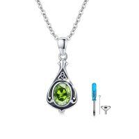 wholesale 925 Sterling Silver Urn Necklace Cremation Ashes Pendant Memorial Jewelry for Women Men Girls Boys-Celtic-August-Peridot