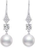 wholesale 10K Gold Diamond & White Pearl Drop Earring for Women's Fashion Jewellery Gifts-0-5