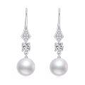 wholesale 10K Gold Diamond & White Pearl Drop Earring for Women's Fashion Jewellery Gifts-0-5