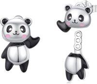 wholesale 925 Sterling Silver Panda Bear Stud Earrings for Women Girls Kids Cute Cartoon -Panda