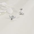 wholesale 925 Sterling Silver Bee Stud Earrings with Cubic Zirconia - Unique Insect  for Her-0-3