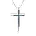 wholesale 925 Sterling Silver Black Stone Cross Pendant Necklace for Women s-0-12