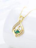wholesale Gold 925 Sterling Silver Abalone Shell Mountain Mustard Seed Pendant Necklace with Cubic Zirconia and Tiger Eye Stone - Christian  for Her (18+2)-0-2