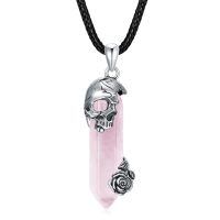 wholesale 925 Sterling Silver Skull With Blue Lapis Lazuli Crystal Pendant Necklace-E-Pink