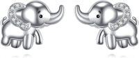 wholesale 925 Sterling Silver Elephant Stud Earrings Adorable Animal  for Women Girls-Elephant