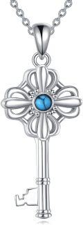 wholesale 925 Sterling Silver Turquoise Stone Cross Pendant Necklace for Women Gifts-0-0