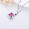 wholesale 925 Sterling Silver Red Crystal Angel Wings Heart Keepsake Pendant Necklace with Funnel and Fill Tool-0-14