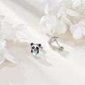 wholesale 925 Sterling Silver Cutie Panda Bear Stud Earrings with Blue Stone Accents-0-1