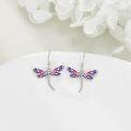wholesale 925 Sterling Silver Dragonfly Dangle Drop Earrings with Purple and Pink Stones for Women Girls Mom Daughter Gifts-0-2