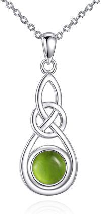 wholesale Sterling Silver Moonstone Peridot Turquoise Celtic Knot Necklace-A-Celtic Knot Peridot
