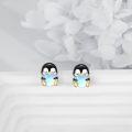 wholesale 925 Sterling Silver Heart-Shaped Penguin Stud Earrings Gift for Women and Teenagers-0-2