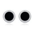 wholesale 925 Sterling Silver Black Onyx Stud Earrings Hypoallergenic Round 8mm for Men & Women-0-0