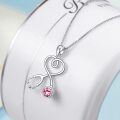 wholesale 925 Sterling Silver Pink Crystal Stethoscope Necklace for Doctors Nurses Medical Students - 18 Chain-0-1