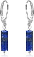 wholesale  925 Sterling Silver Lapis Lazuli Leverback Earrings, Hypoallergenic Dangle Earrings for Sensitive Skin, Gift for Women-0-0