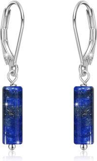 wholesale  925 Sterling Silver Lapis Lazuli Leverback Earrings, Hypoallergenic Dangle Earrings for Sensitive Skin, Gift for Women-Lapis Lazuli