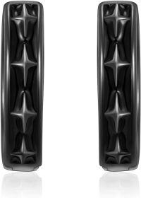 wholesale 925 Sterling Silver Metal Black Onyx Star Studs - 925 Fine Jewelry Minimalist Design for Men & Women-Black