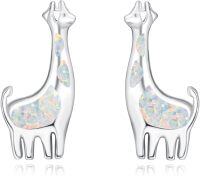 wholesale 925 Sterling Silver Giraffe Synthetic Opal Stud Earrings for Women Girls Gifts Jewelry 4G-Giraffe