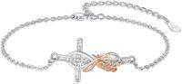 wholesale 925 Sterling Silver Infinity Love Faith Cross Charm Bracelet for Women Religious Gifts Adjustable Chain Jewelry-Faith