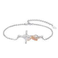 wholesale 925 Sterling Silver Infinity Love Faith Cross Charm Bracelet for Women Religious Gifts Adjustable Chain Jewelry-Faith