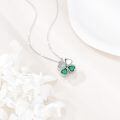 wholesale 925 Sterling Silver Four-Leaf Clover Pendant with Green Crystals and Adjustable Chain - Fidget Spinner Style Necklaces for Women Girls Gifts-0-3