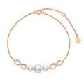 wholesale 10k Rose Gold Infinity Pearl Bracelet With White Pearls And Diamonds-0-0
