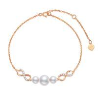 wholesale 10k Rose Gold Infinity Pearl Bracelet With White Pearls And Diamonds-undefined