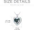 wholesale 925 Sterling Silver Photo Locket Necklace w/Heart Shape Opal Stone & Flower Design - Gifts for Women/Mom/Daughter-0-3
