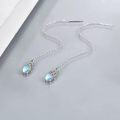 wholesale 925 Sterling Silver Moonstone Drop Earrings with Celtic Knot Design and Blue Stone Accents-0-2