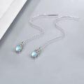 wholesale 925 Sterling Silver Moonstone Drop Earrings with Celtic Knot Design and Blue Stone Accents-0-2
