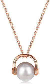 wholesale 925 Sterling Silver Headphones Pearl Pendant Necklaces for Women Girls  Anniversary Birthday Present-Earphone