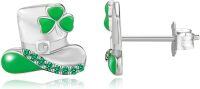 wholesale 925 Sterling Silver Shamrock Hat Stud Earrings - Irish Jewelry for Women & Girls-Hat