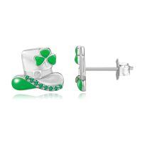 wholesale 925 Sterling Silver Shamrock Hat Stud Earrings - Irish Jewelry for Women & Girls-Hat