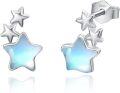wholesale 925 Sterling Silver Opalite Star Stud Earrings for Women - Celestial Jewelry-0-0
