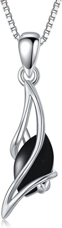 wholesale 925 Sterling Silver Black Onyx Twist Design Pendant Necklace for Women Fine s-Black Onyx