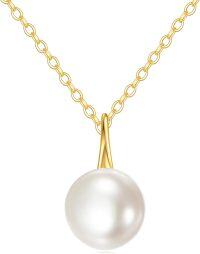 wholesale 14K Yellow Gold Freshwater Pearl Drop Pendant Necklace for Women's Fine s-C-Pearl Necklace